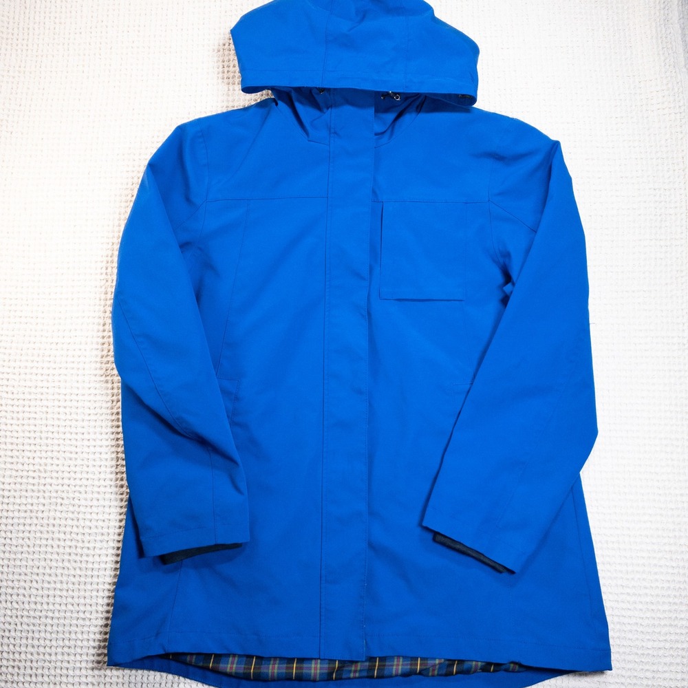 Pendleton Mens Blue Hooded Raincoat Plaid Lined Softshell Jacket Large